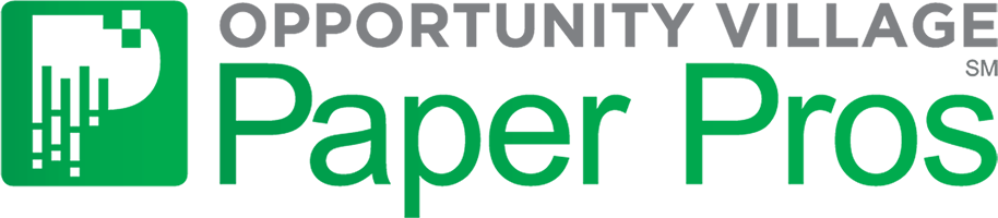 Logo for Opportunity Village PaperPros document shredding service.