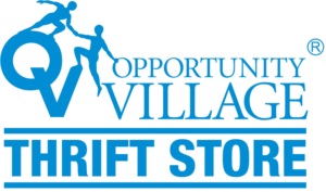 Opportunity Village Thrift Store logo in blue.