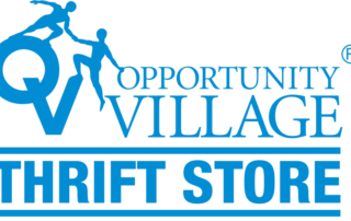 Opportunity Village Thrift Store logo in blue.