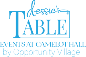 logo for dessie's table events at camelot hall by opportunity village in las vegas