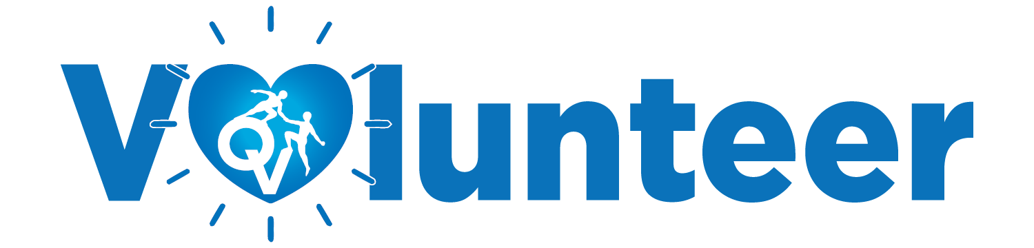 the word 'volunteer' in blue with the o replaced by a heart and OV logo